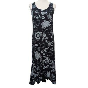 Fresh Produce Womens Size S Black Floral Sleeveless Ruffle Hi-Lo Hem Tank Dress